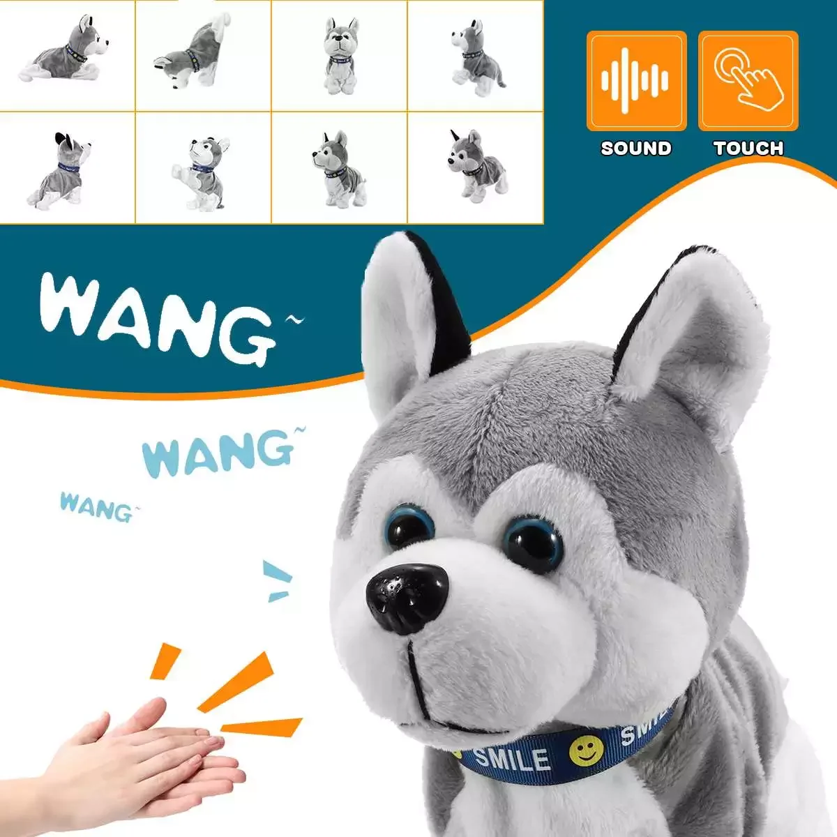 

Control Electronic Robot Dog Kids Plush Toy Sound Control Interactive Bark Stand Walk Electronic Toys Dog For Kids gifts