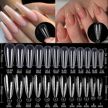 Acrylic Extension False Nail Tips Sculpted Full Cover Nail Tips Fake Finger UV Gel Polish Quick Building Mold Manicures Tool Set 1