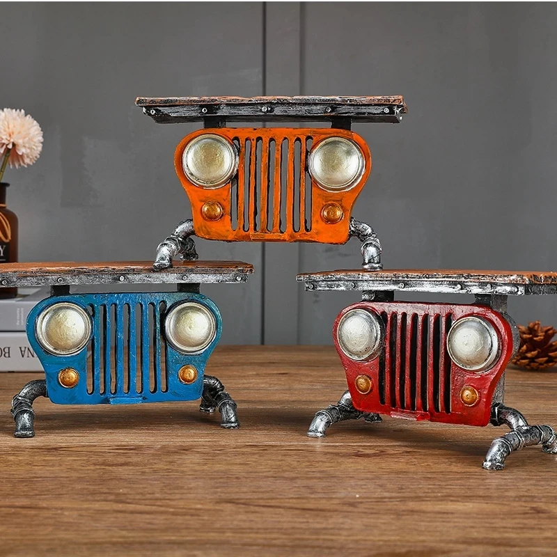 

Steampunk Industrial Statue Table Model Retro Car Head Shape Crafts Desktop Resin Ornaments Art Sculpture Home Decoration Gifts