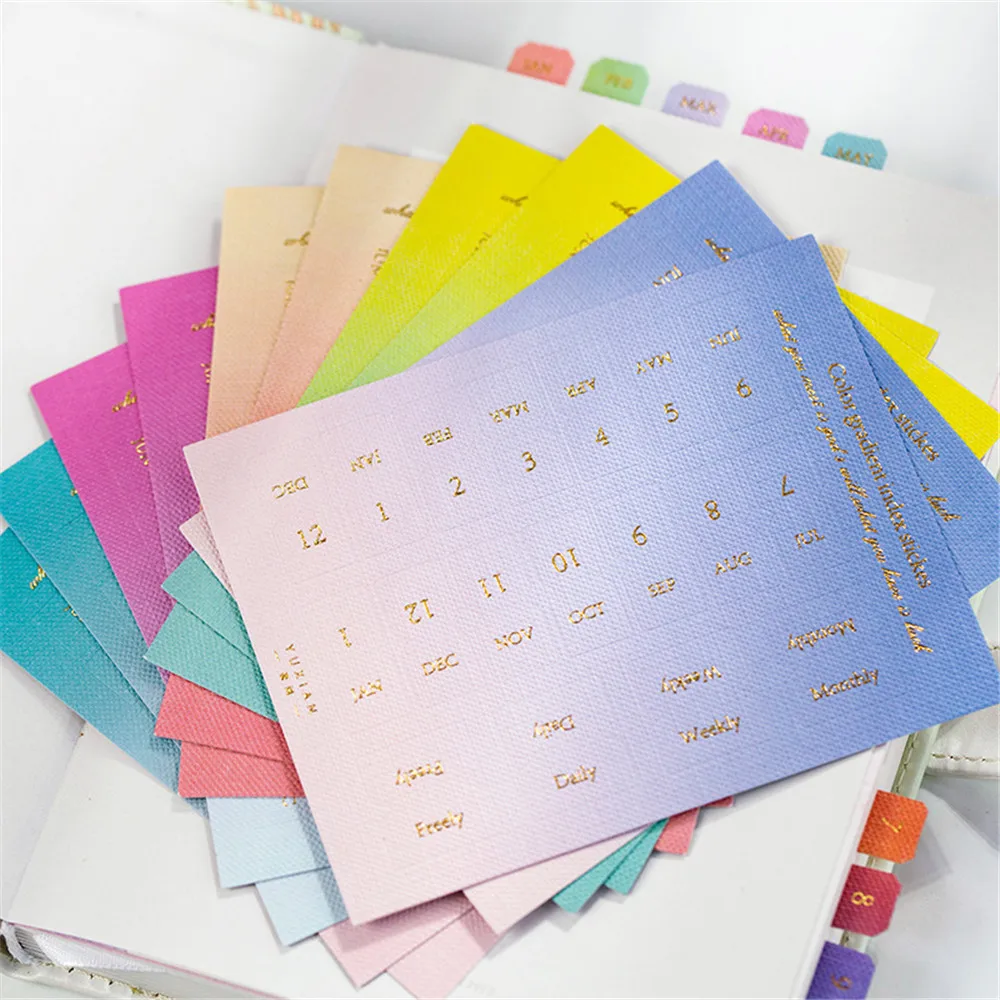 10sheets Rainbow Index Stickers Sticky Notes Planner Label Sticker DIY Scrapbooking Notepad Bookmark Classify Marks Stationery