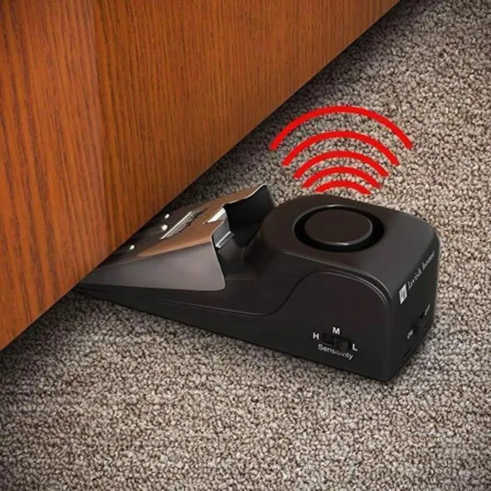 

For Home Dormitory Safety 120 Db Stop System Security Home Wedge Shaped Door Stop Stopper Alarm Block Blocking Systerm