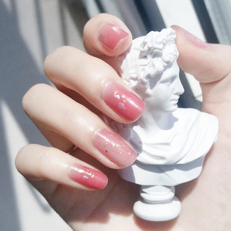 

Nail Art Sticker New Peach Color Smudge Net Celebrity 3D Waterproof Long Lasting Bridal Nail Sticker Patch