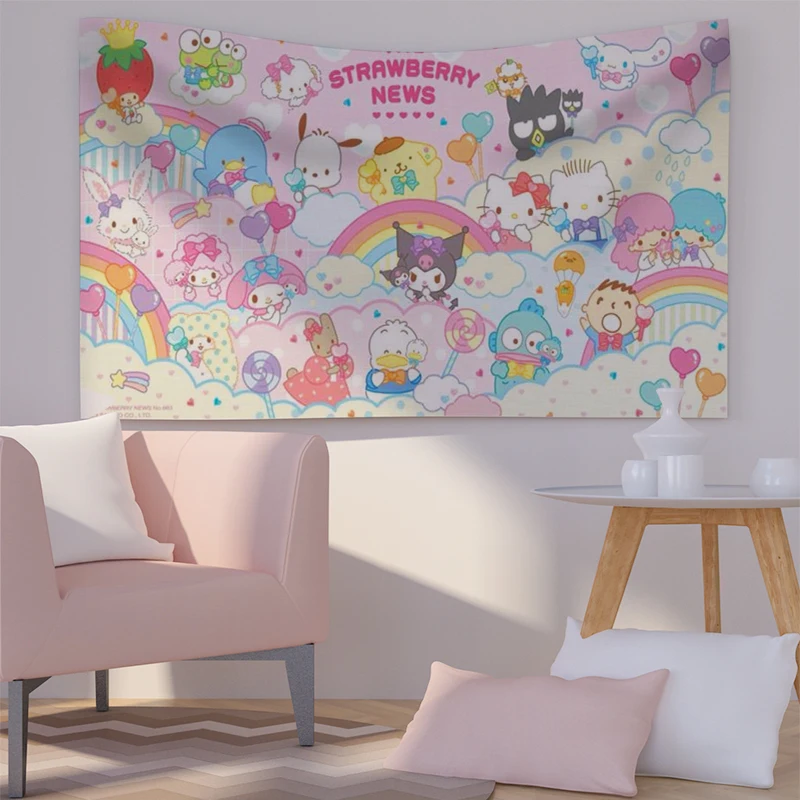 Гобелен Sanrio Kuromi Melody студенческое общежитие настенное украшение милая фотография