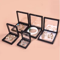 transparent black white plastic box ring earrings necklace display holder jewelry packaging case gemstone earrings display case