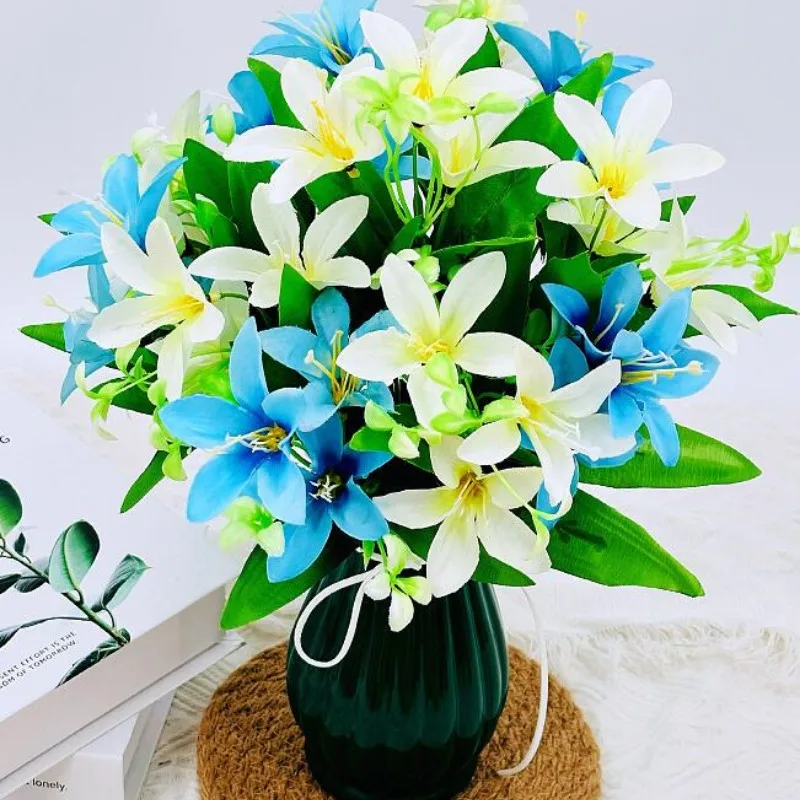 

Small lily simulation small bunch pot fake flower home decoration photography props silk flower