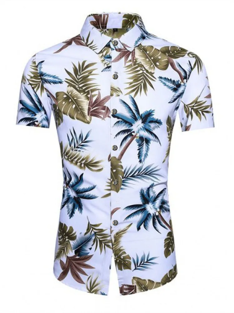 

Men's Summer New Casual Slim Print Hawaiian Short Sleeve Shirts 15 Colors Optional Cool Breathable Stretch Shirts for Men