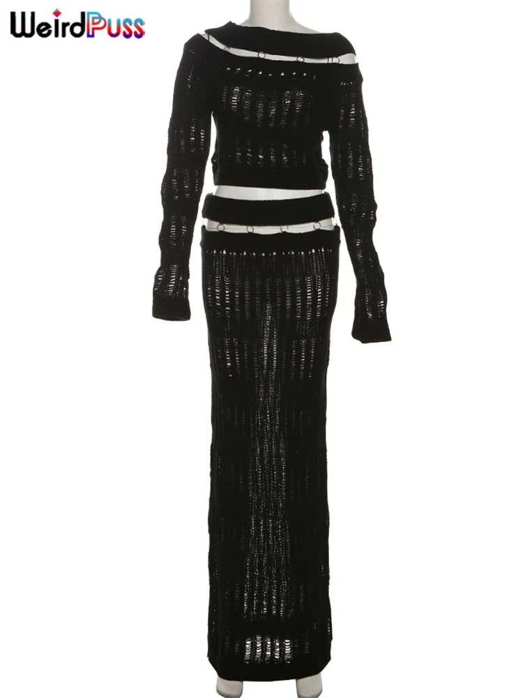 Weird Puss Rings Лоскутный вязаный крючком комплект из 2 предметов Женский укороченный