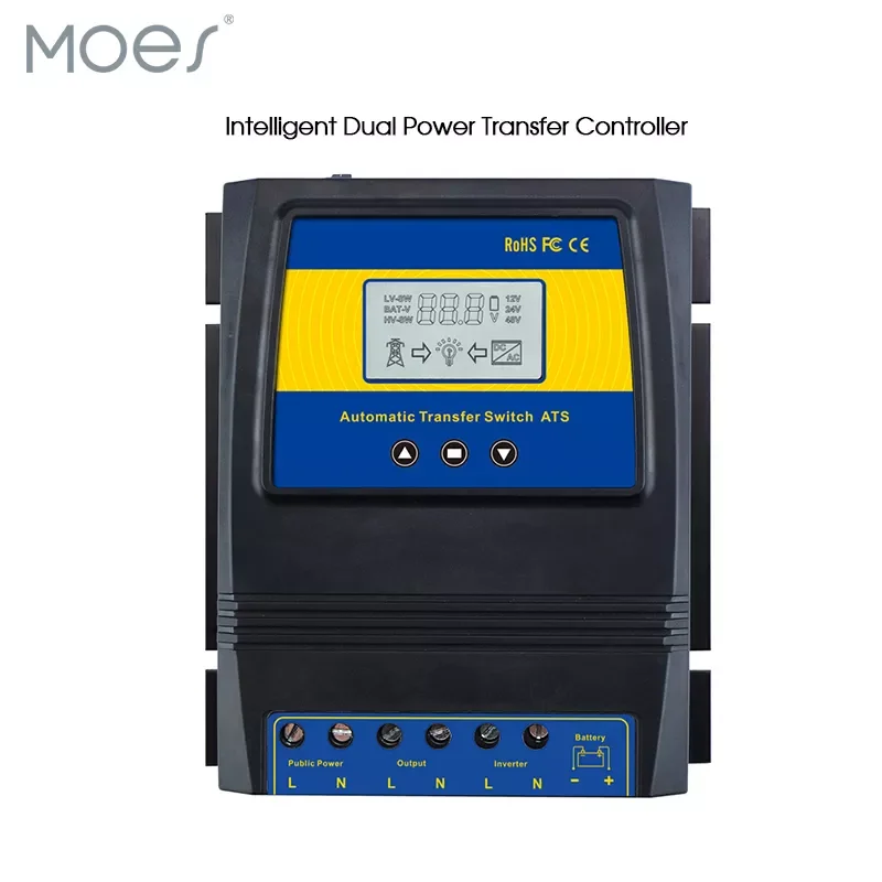 

NEW Automatic ATS Dual Power Transfer Switch Solar Charge Controller for Solar wind System DC 12V 24V 48V AC 110V 220V on/off gr
