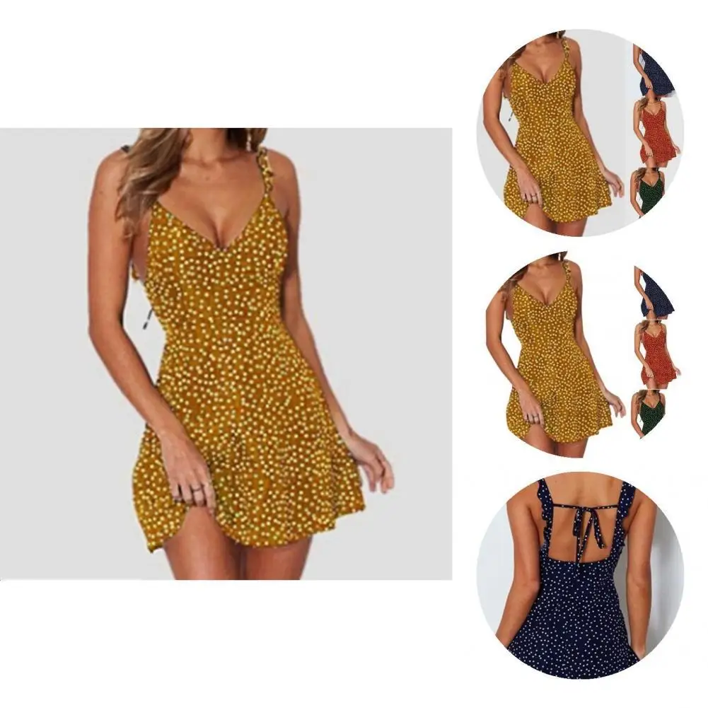 

Classic Short Dress All-matched Skin-touch Mini Dress Women V-neck Party Sexy Mini Dress