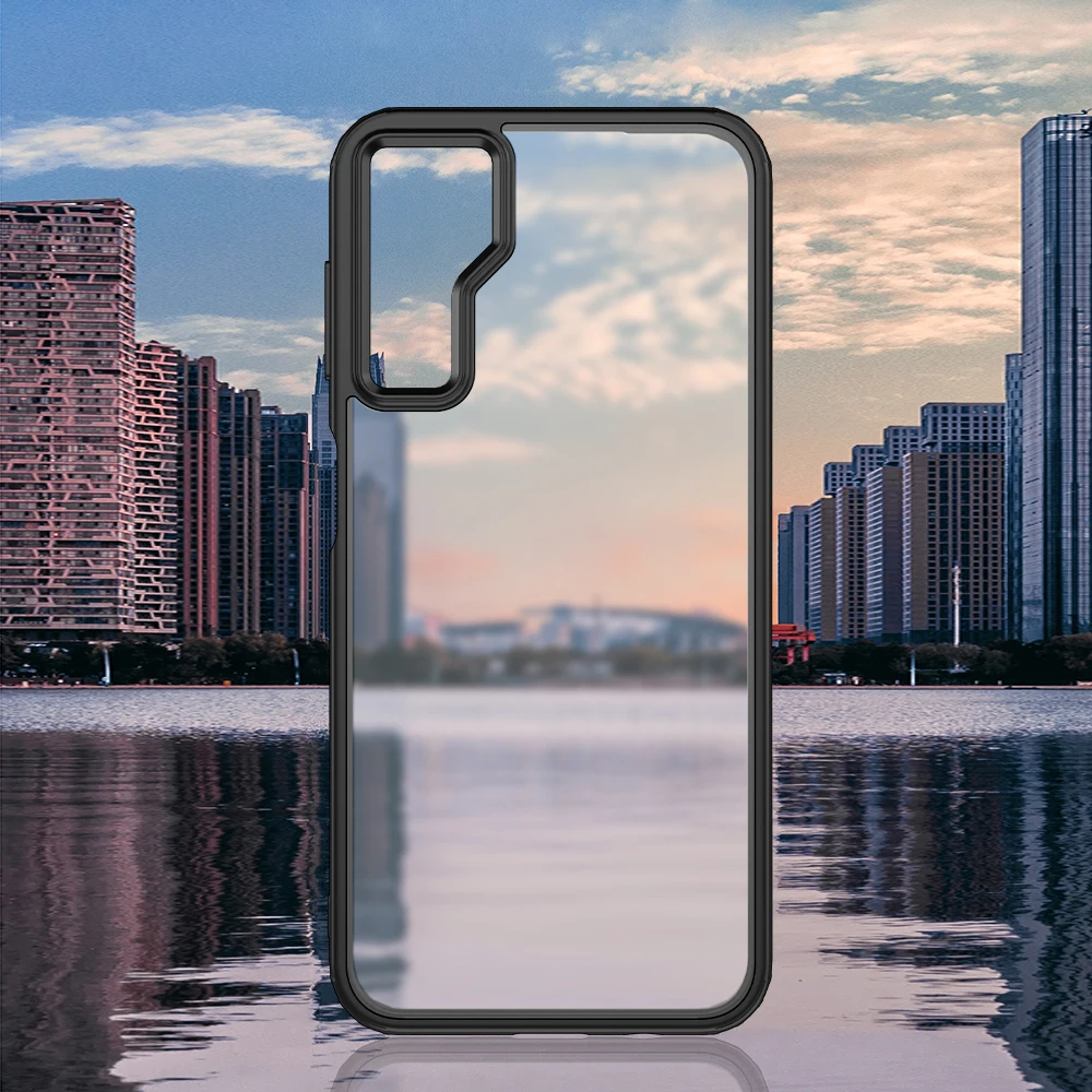 Прозрачный чехол для телефона Samsung Galaxy S24 Ultra + мягкая силиконовая рамка из ТПУ