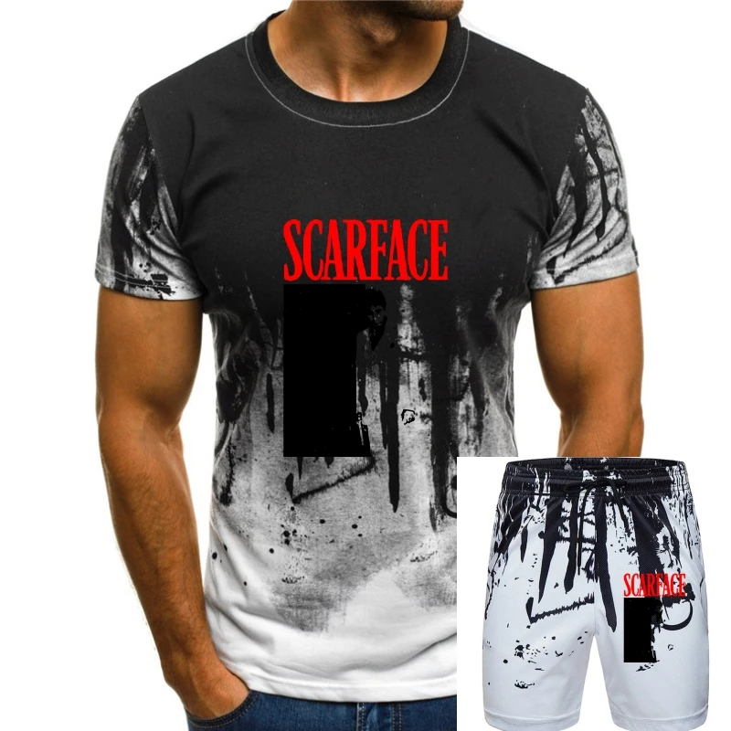 

SCARFACE Men Short Sleeve T-Shirt WHITE BLACK AND RED