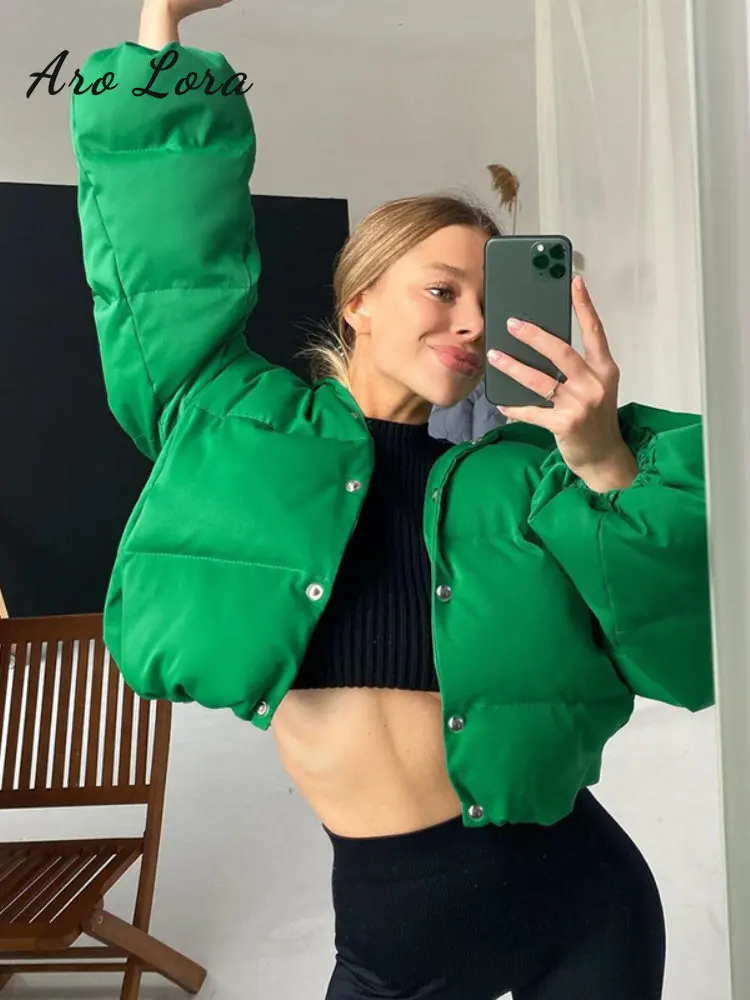Winter Hooded Long Sleeve Parkas Coat 2022 Warm Puffer Jacket for Women Solid Casual Short Down Coat Female Streetwear Chic Top