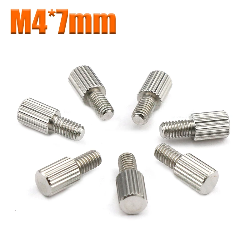 

M4*7mm Cylinder Knurled Thumb Screws Hand Grip Knob Bolts Stainless Steel