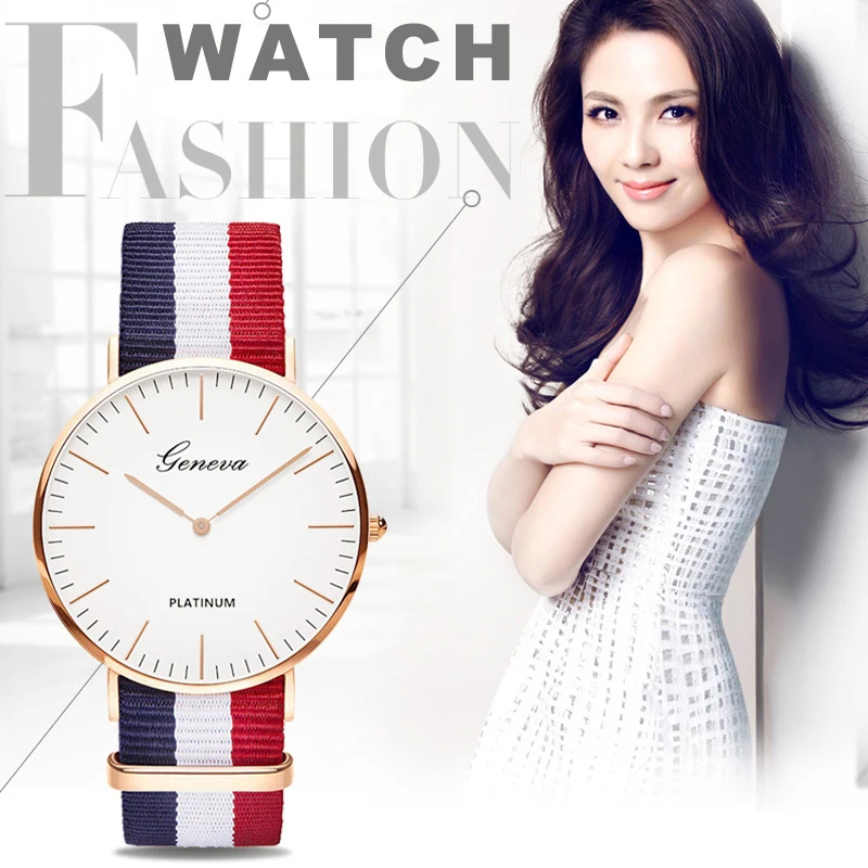 

Free Shipping 2023 Sports Casual Clock for Men Women WristWatches Fashion Unisex Geneva Super Thin Platimum Nylon Fabric Watches