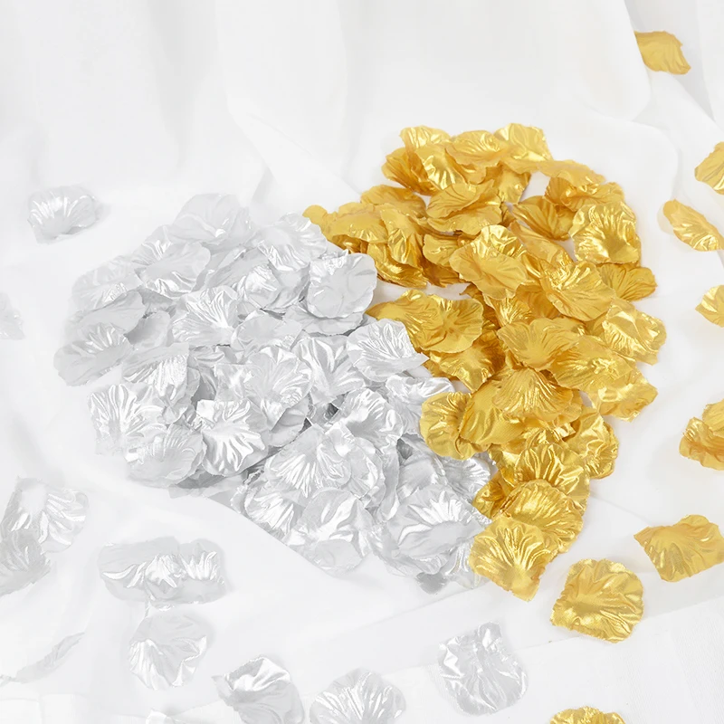 

500pcs Gold Silver Artificial Silk Rose Flower Petals Leaves for Wedding Party Decoration Birthday Valentine's Day Table Decor 8