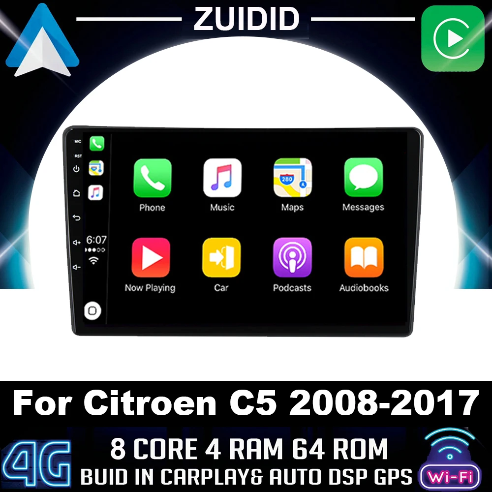 For Citroen C5 2008-2017 2 Din Android 10 Car Radio Multimedia Video Player Navigation GPS 2GB Ram 32GB Rom Autoradio Stereo HU