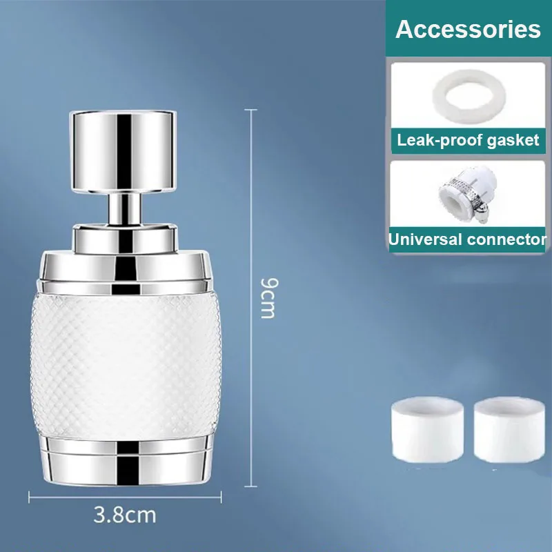 Аэратор для смесителя с тяжелым металлическим фильтром - 360° °   Поворотная алюминиевая головка, 3 режима распыления и универсальный адаптер в комплекте