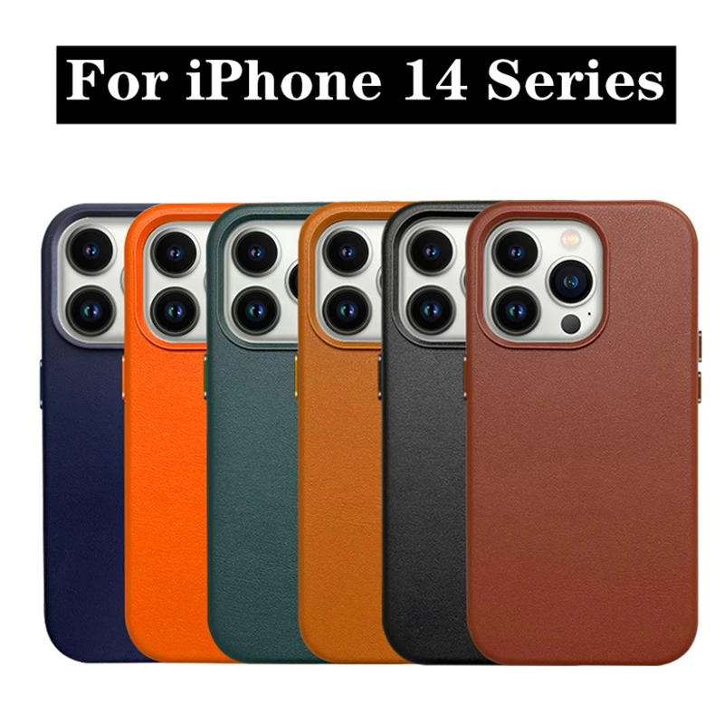 

Luxury Original Leather Phone Case For iPhone 14 Pro Max For 14 Plus Wireless Charging Magnetic Protect Covers With Box Shell