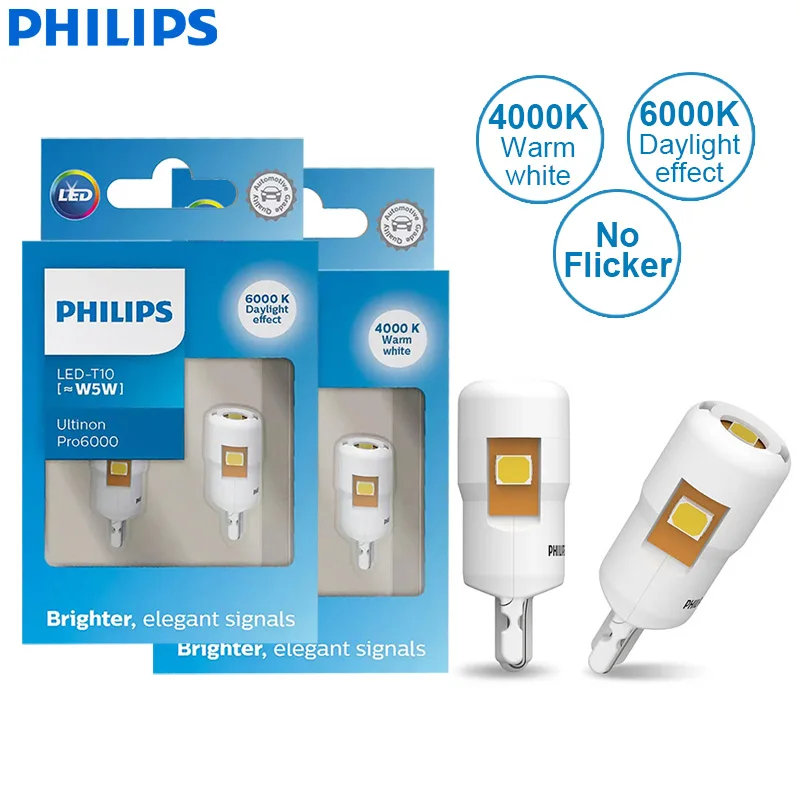 Лампы Philips Ultinon Pro6000 светодиодный T10 W5W 194 4000K 6000K ярко-белые с автоматическим указателем поворота