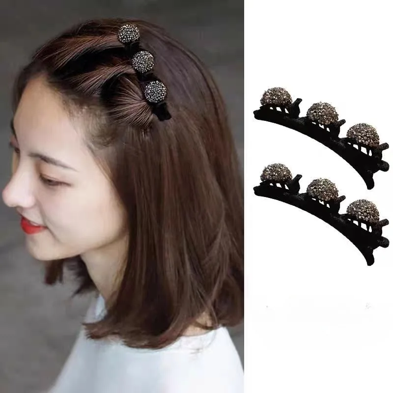 

2024 Korean Style Flocked Bangs Crystal Love Hair Clips Braid Hairpins for Women Girl Clip Bangs Side Barrettes Hair Accessories