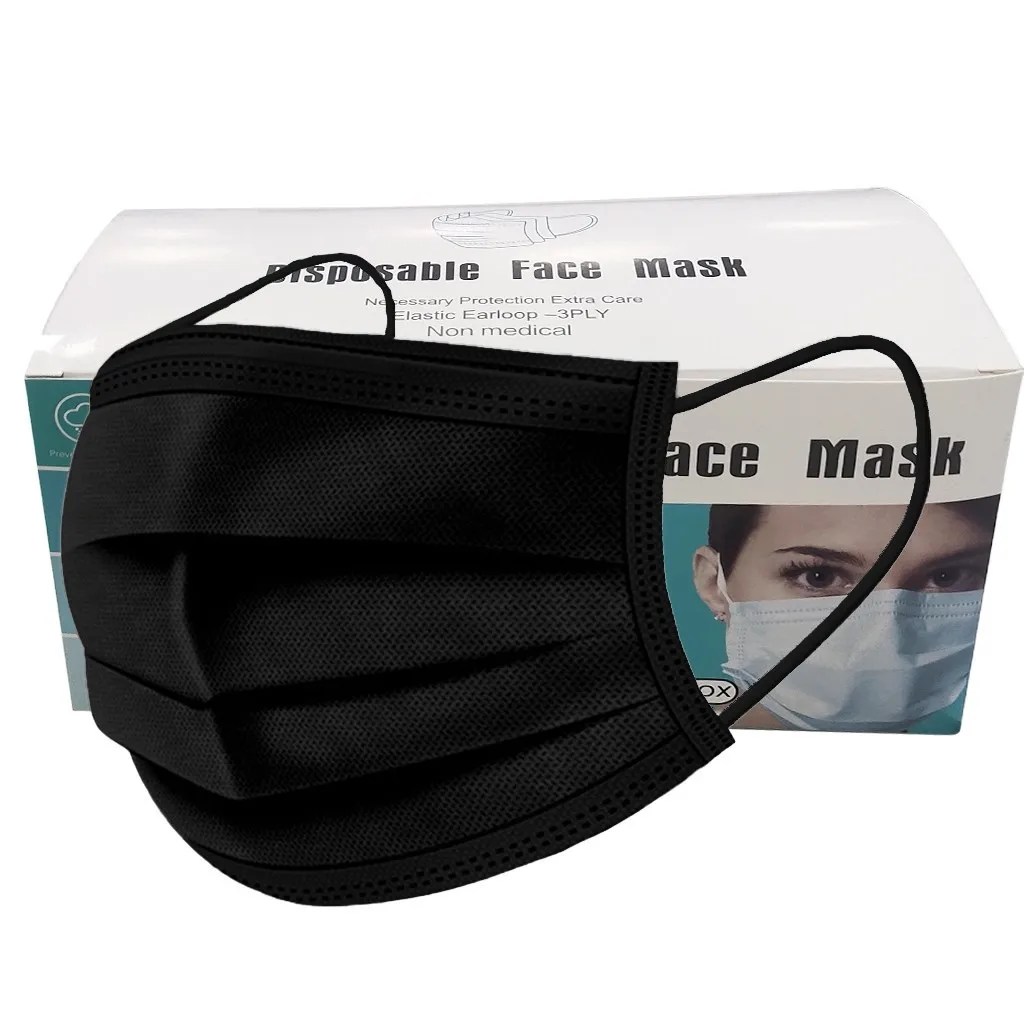 50pcs Adult Black Disposable Mask Activated Carbon Unisex Fabric Mouth Face Masks Mascarillas Cosplay Halloween |
