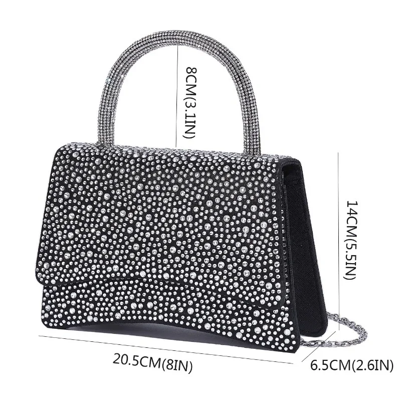 Вечерняя сумка со стразами модный саквояж на плечо с квадратной цепочкой цвет