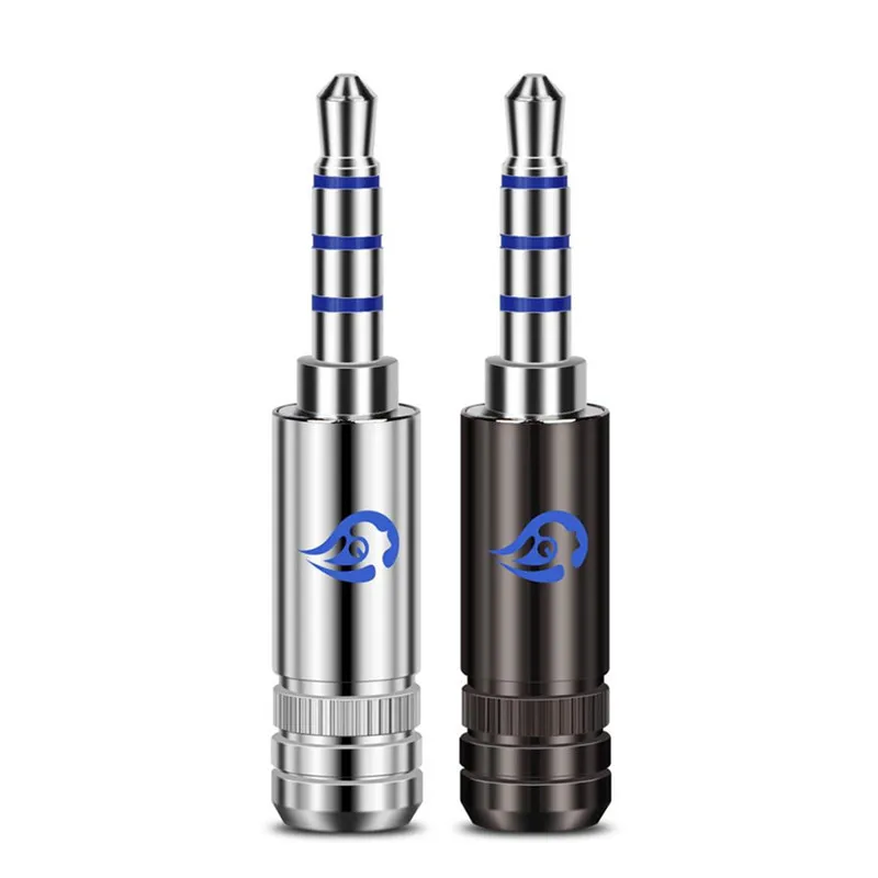 

Rhodium Plated Jack 3.5 mm Headphone Plug Audio Adapter 4 Poles Stereo 3.5mm TRRS Connector Beryllium Copper Blue Insulation