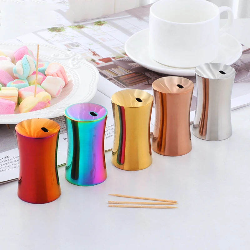 

Upscale European Style Y-Shaped Stainless Steel Toothpick Holder Rainbow Home Toothpick Box Table Decoration Kitchen Accessories