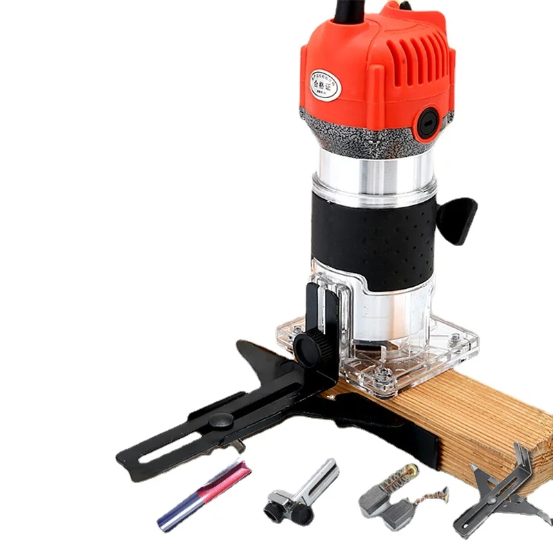 1100W Woodworking Electric Trimmer Wood Engraving Slotting Trimming Machine Carving Router Slotting with Milling Cutter Machine