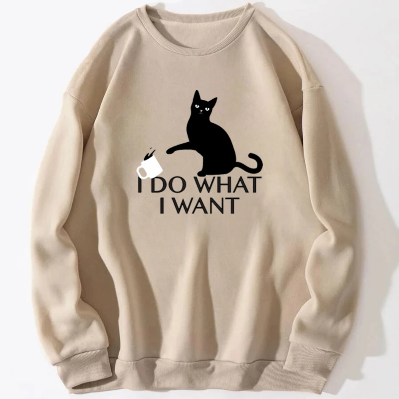 

I Do What I Want Black Cat Funny Cats Sweatshirts Men Hoodie Hoodies Sweatshirt Trapstar Crewneck Spring Autumn Pullovers Jumper