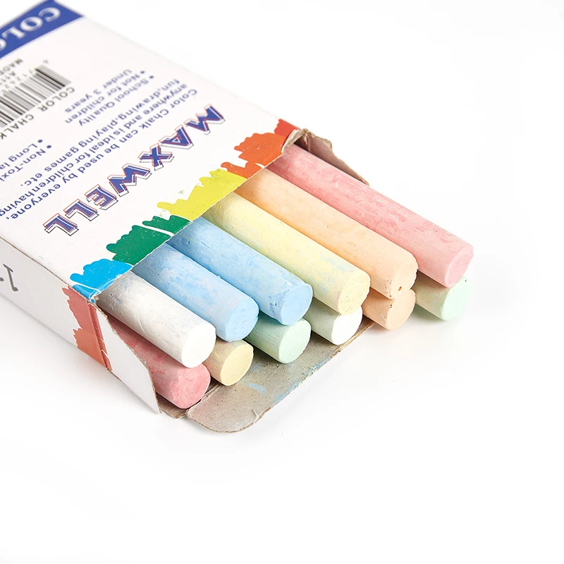 

12pcs Non-dust Chalk/Box 6 Colors Dustless Chalk Pen Drawing Chalks For Blackboard Stationary Office School Accessories 12cm*8cm