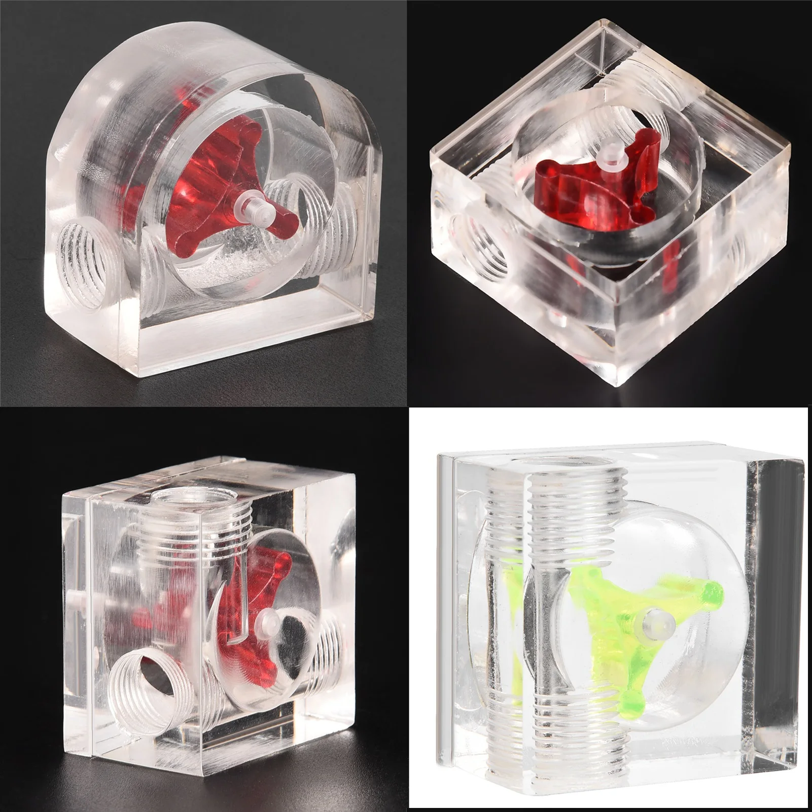 Расходомер для водяного охлаждения ПК акриловый G1/4 резьбы 3 рабочих крыльчатки