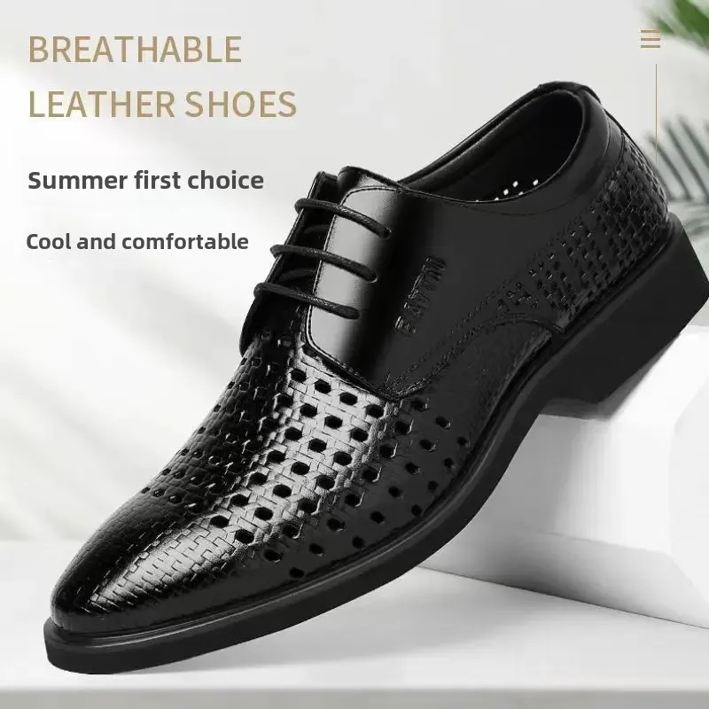 Модная мужская повседневная кожаная обувь в корейском стиле деловая с полой
