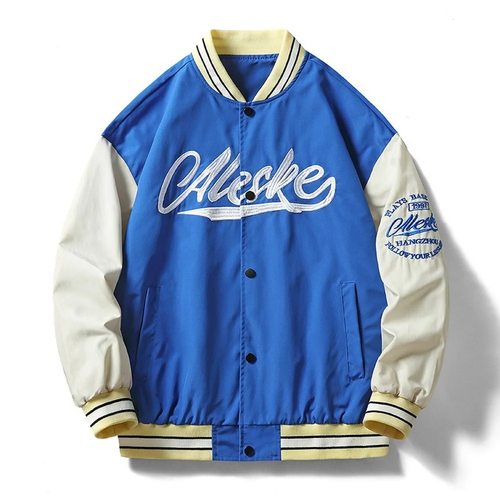 

New Arrival Fashion Trend Logo Single Breasted Casual Bomber Baseball Jacket Loose Cardigan Men Stand Collar Baseball Jacket