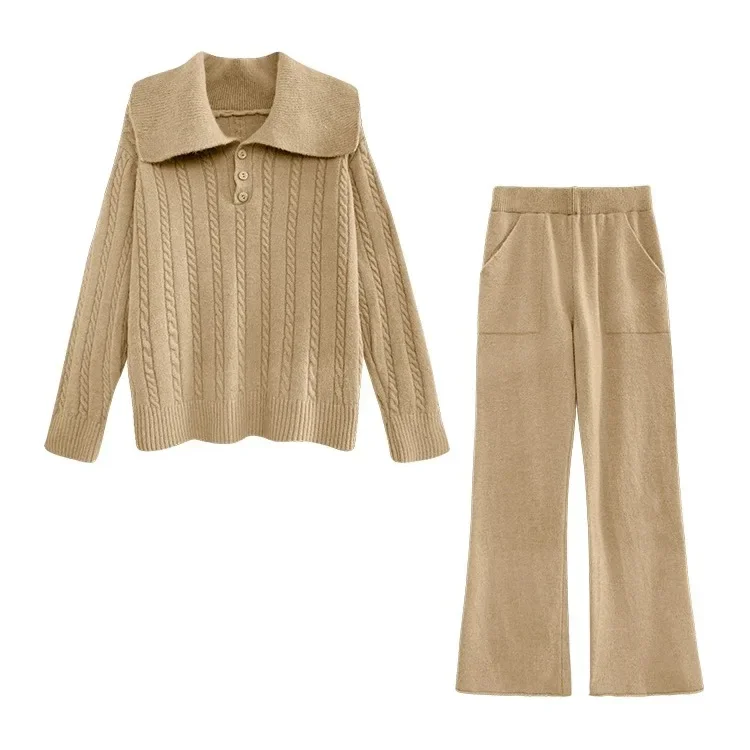 Женские комплекты из двух предметов вязаный свитер Женский Однотонный пуловер