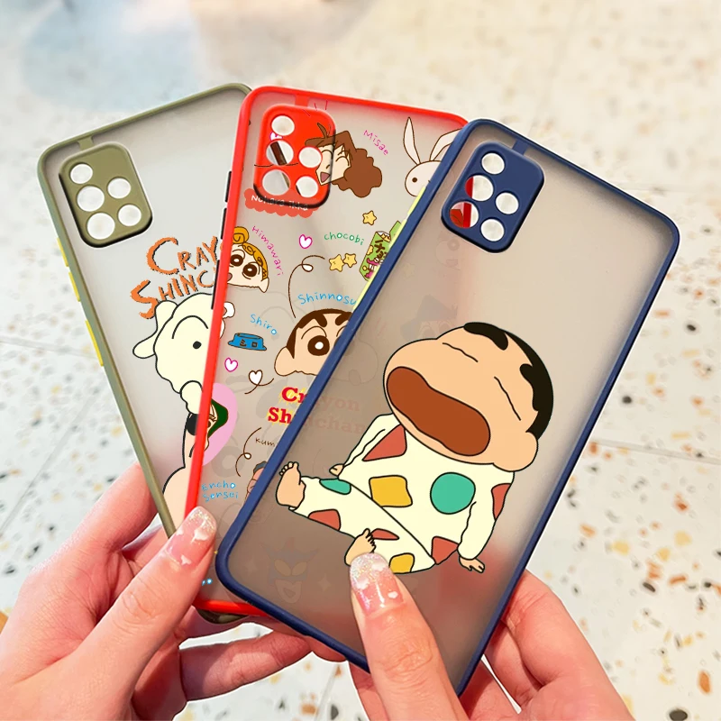 Crayon Shin chan милый для Samsung Galaxy A72 A52 A71 A51 A70 A32 A21S A03S A02S A12 5G 4G матовый полупрозрачный