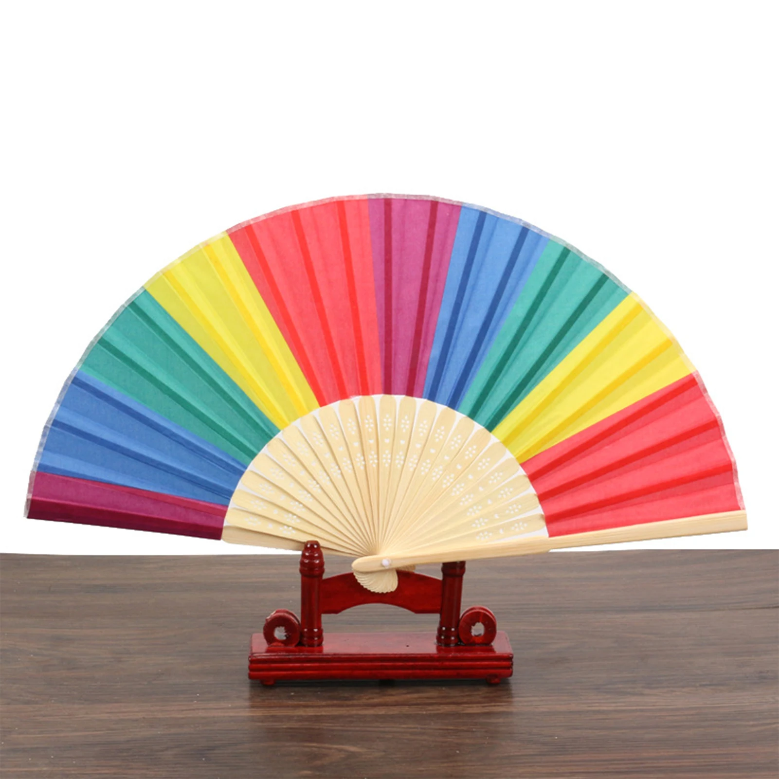 

Rainbow Folding Fan Hand Fans For Women Foldable Chinese Bamboo Dance Fan Party Decoration Colorful Pride Fan For Music Festival