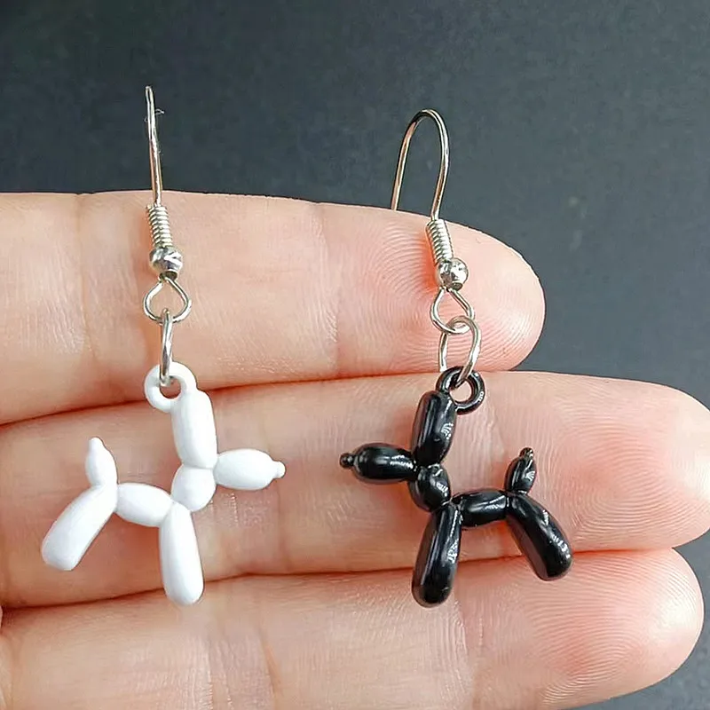 

Cute Cartoon Balloon Pet Dog earrings Poodle Dog Animal earrings Black or white Puppy Dog Pendant earrings for Women Girls Gift