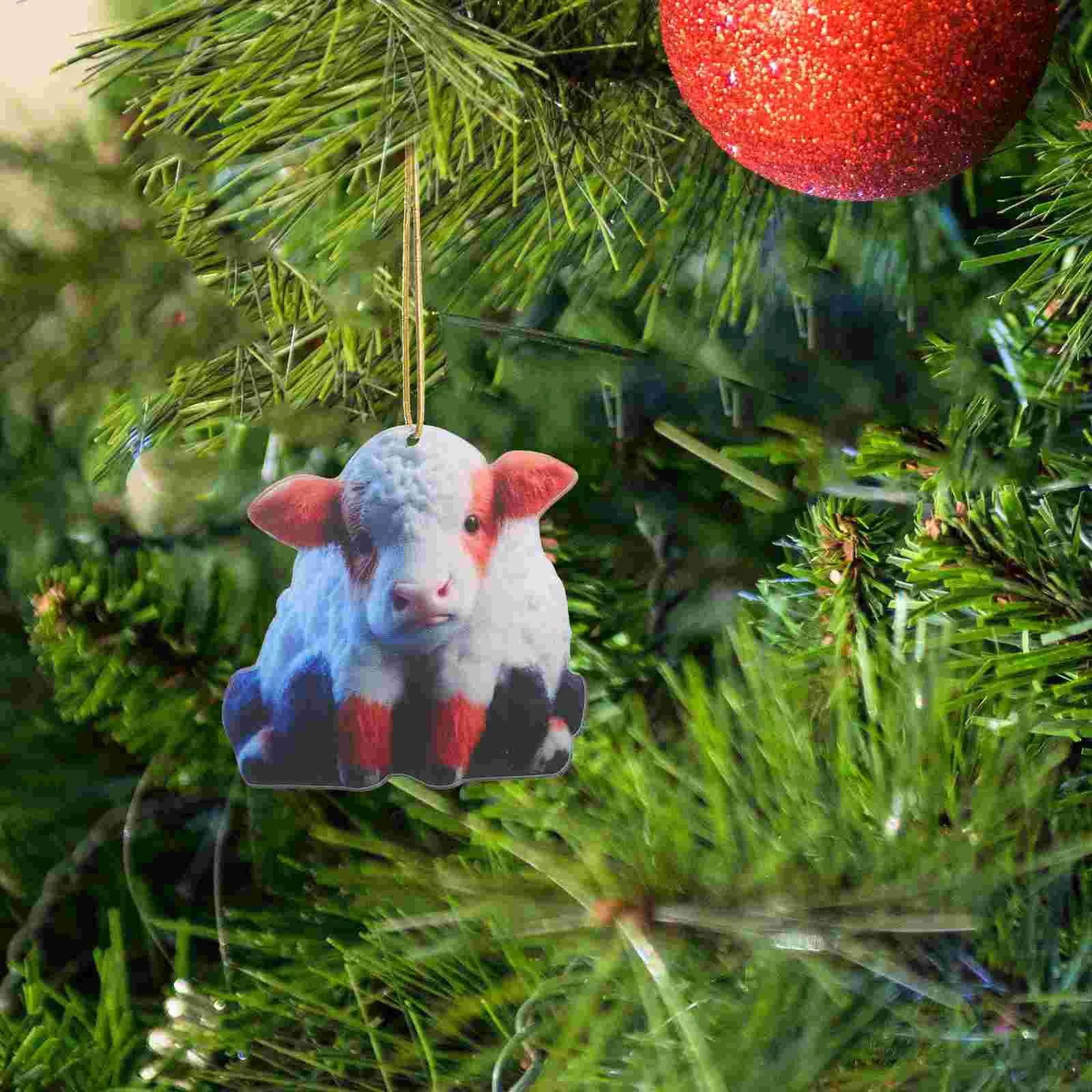 

2 Pcs Home Decor Tree Hanging Ornament Highland Cows Decorations Modeling Acrylic Decors Pendant