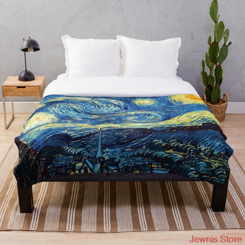 

Vincent Van Gogh Starry night Blanket Fleece Art Print adult Children Warm Bed Throw Blanket newborn bayby Blanket Boys Gifts