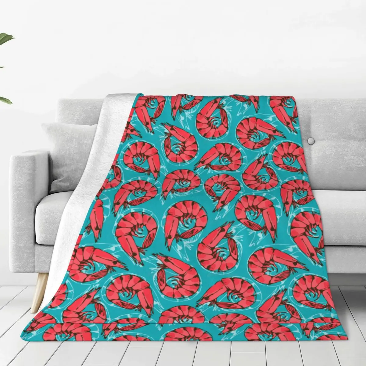 

Shrimp Seafood Soft Flannel Throw Blanket for Couch Bed Warm Blanket Lightweight Blankets for Sofa Travel Blanket