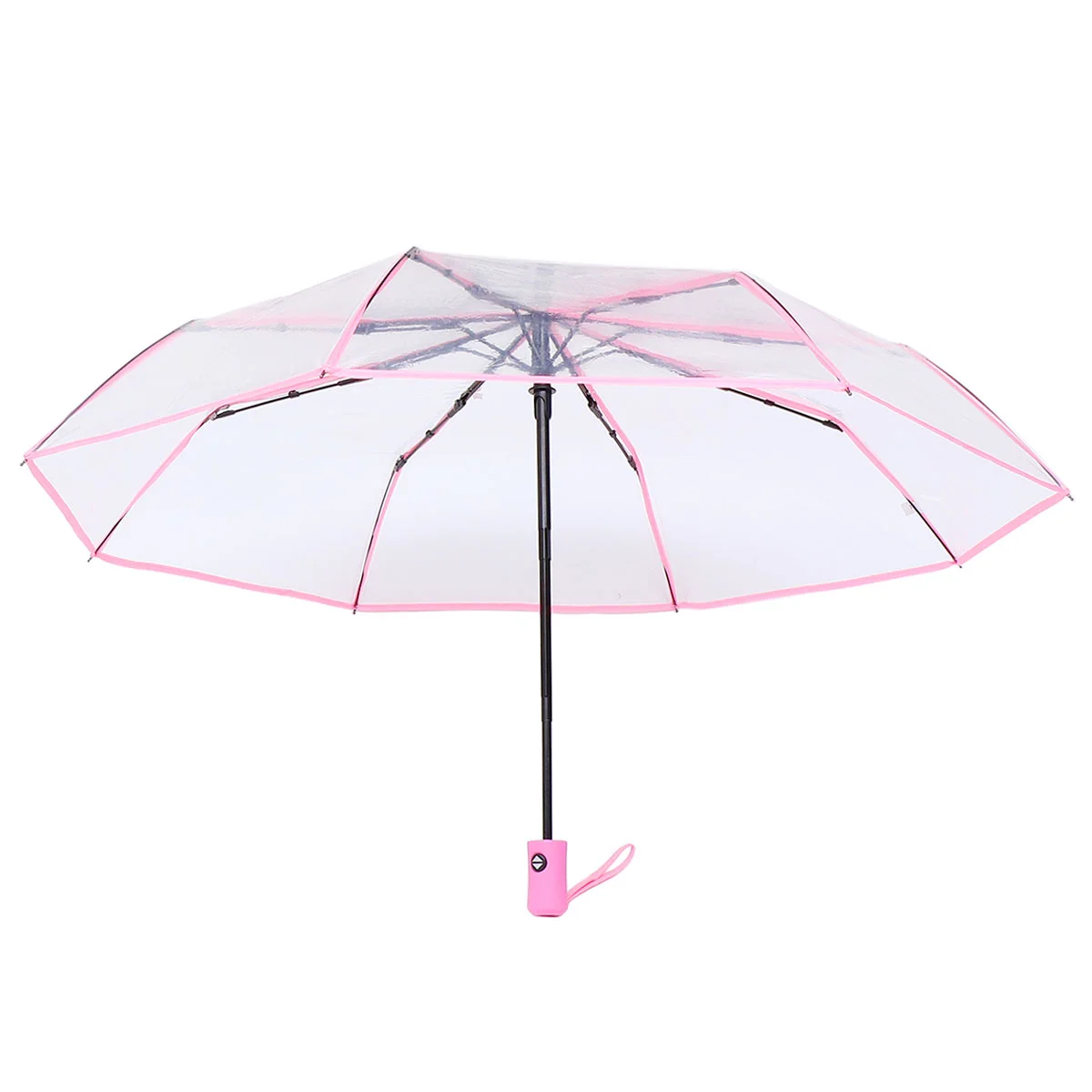 

Fully Automatic Three-fold Transparent Umbrella Clear Folding Rainy Day Tripod Outdoor
