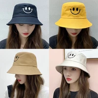 double sided hats smiley bucket hat korean embroidery two sided wear sun hats four seasons universal fashion short brimmed caps