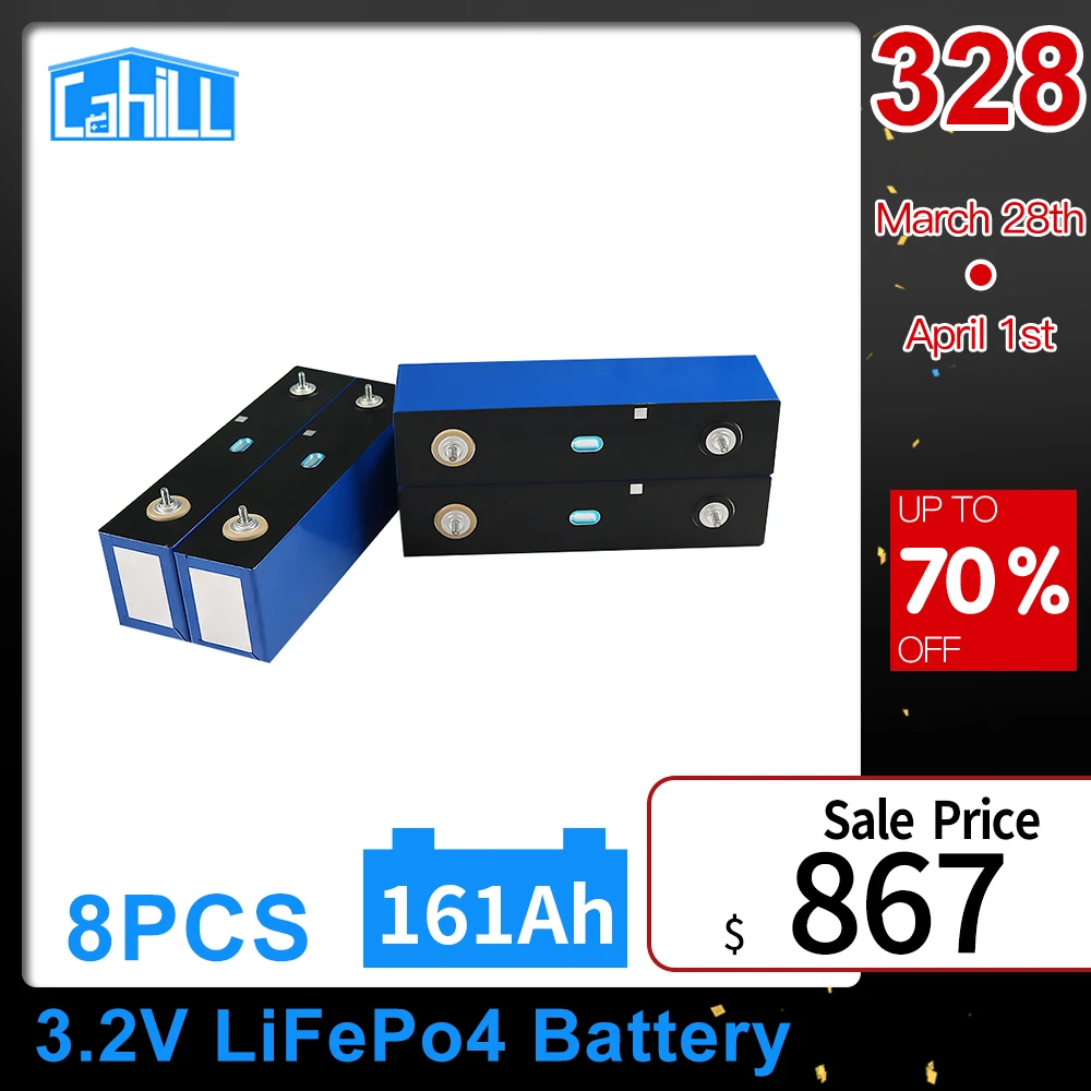 

Cahill 3.2V 8PCS 161AH New Lifepo4 Grade A Cell DIY 24V Battery Pack For Electric Bus Golf Cart With Free Busbars EU US Tax Free