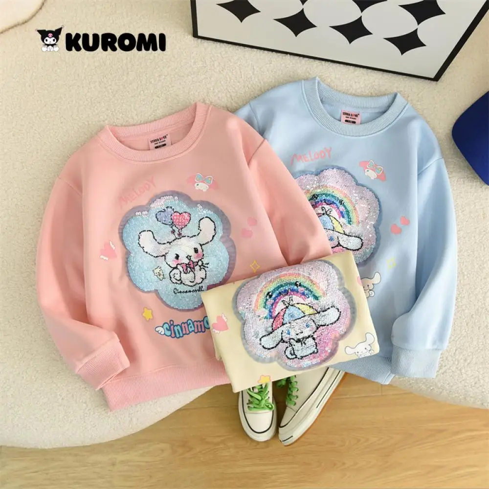 

Sanrio Cinnamoroll Girls Sweatshirt Long Sleeve T-Shirt Variable Pattern Cartoon Anime Fashion Children's Autumn Cartoon Tops