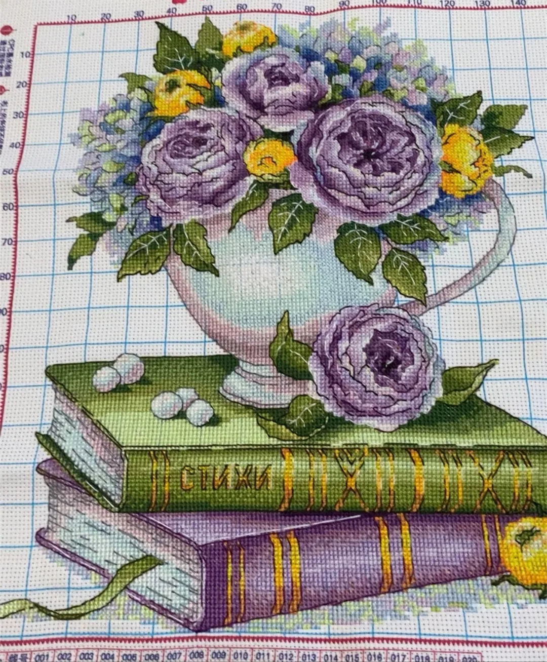

Beautiful Gift Purple rose flower Cross Stitch Decorative Painting Handmade Suture complete Cross Stitch DIY finished Home Decor