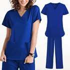 Комплекты одежды унисекс для использования в лаборатории, униформа для ухода за питомцами с коротким рукавом, костюмы для салона красоты, скрабы, спецодежда, комбинезоны, одежда оптом