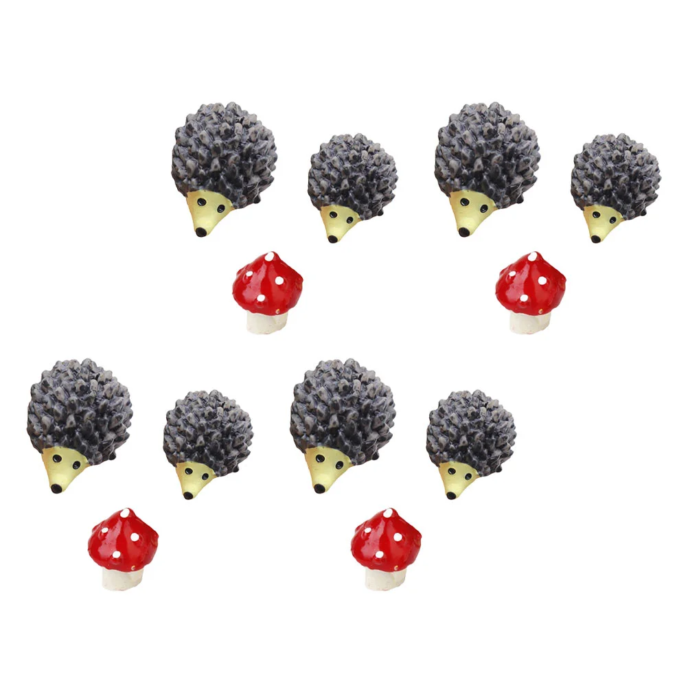 

Mini Hedgehog Ornament Figures Resin Landscape Adornment Garden Statue Animal Accessories Miniature Mushroom