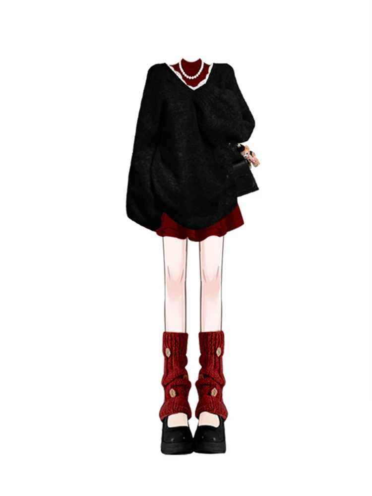 Золотой Sle Miu рождественская одежда платье-свитер комплект корейской серии