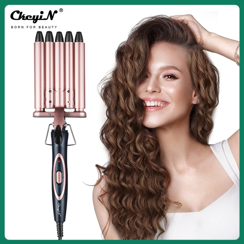 

CkeyiN Hair Crimper Curling Iron Ceramic Crimpers Wavers Curler Wand Fast Heat 5 Barrels Hair Waver Tools for All Types of Hair